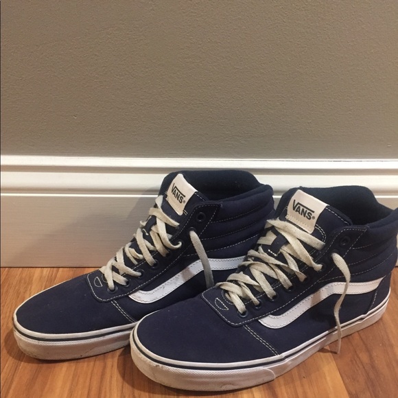 dark blue high top vans